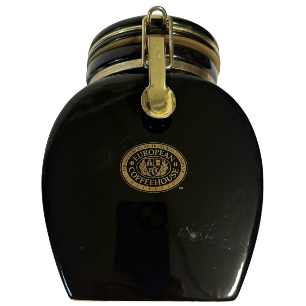 Vintage Dark Academia European Coffeehouse Black Canister Jar With sealed lock